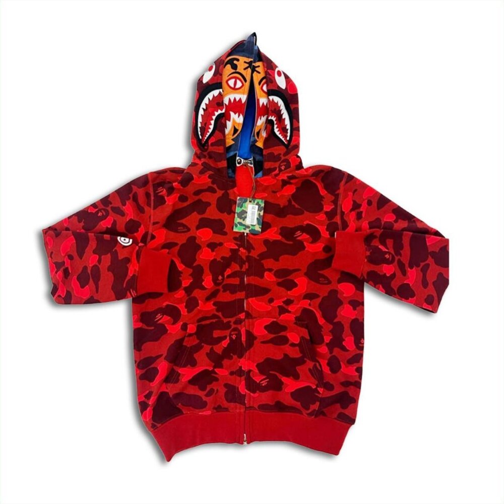 BAPE Shark Full Zip Double Hoodie Red/Blue